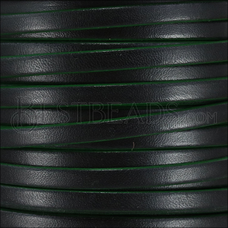 5mm flat leather BLACK with GREEN - meter