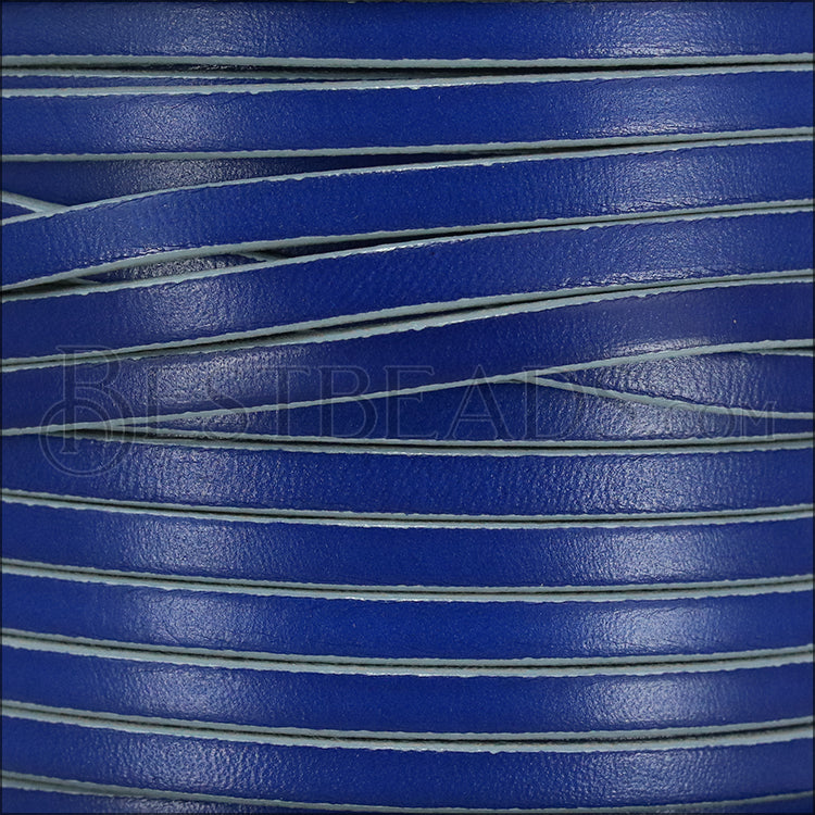 5mm flat leather ROYAL BLUE with GREY - meter