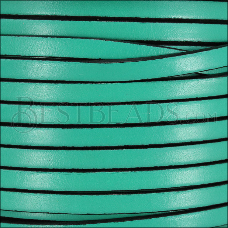 5mm flat leather PASTEL EMERALD GREEN - meter