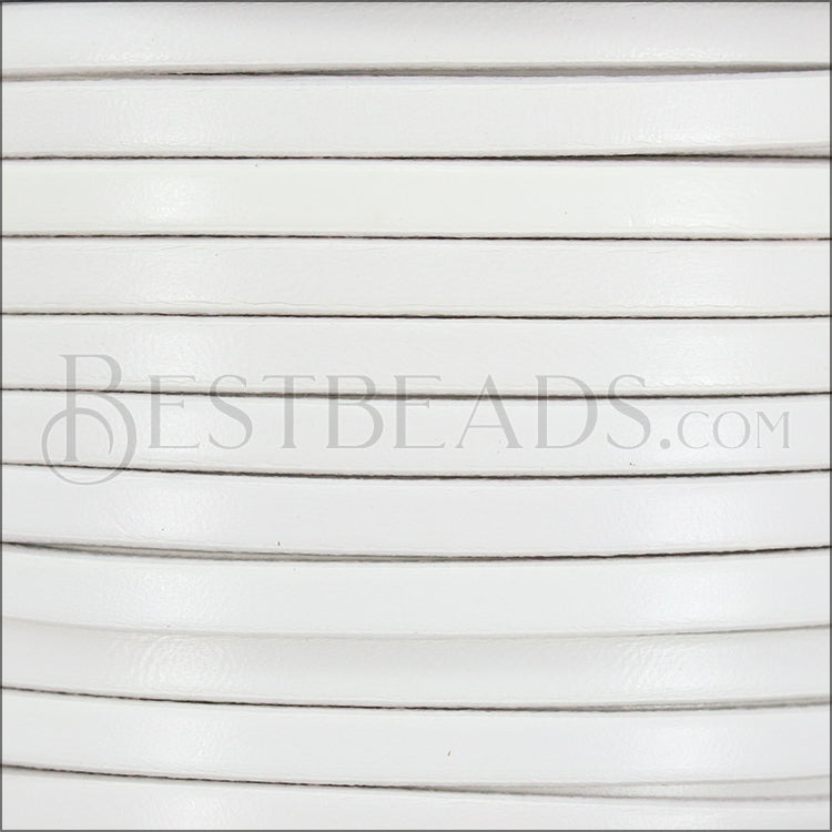 5mm flat leather WHITE - meter