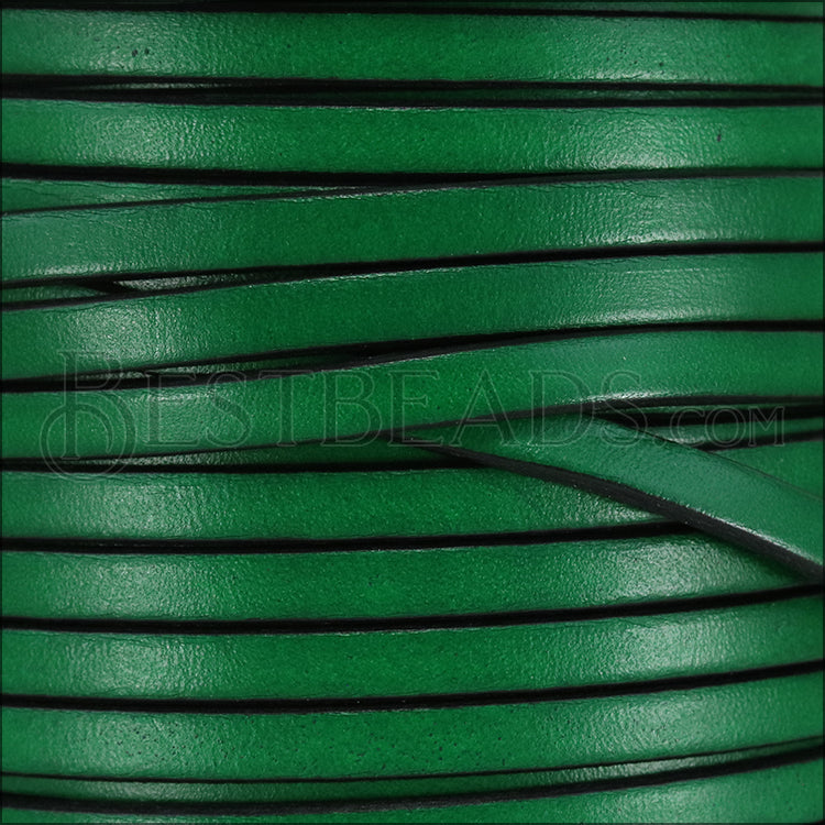 5mm flat leather BOTTLE GREEN - meter