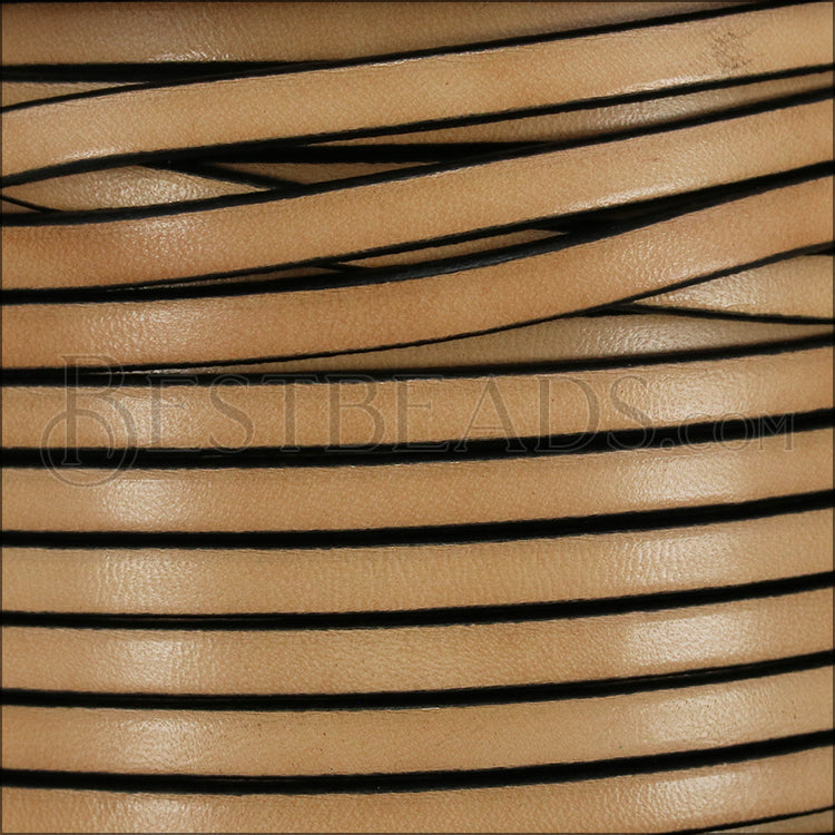 5mm flat leather NATURAL WITH BLACK - meter