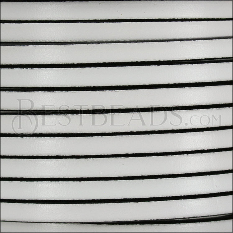 5mm flat leather WHITE WITH BLACK - meter