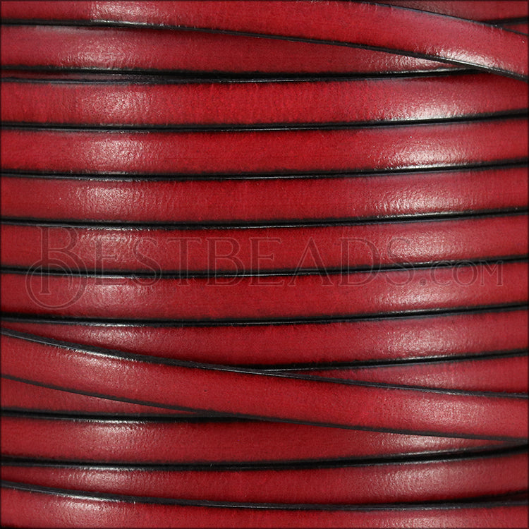 5mm flat leather STRAWBERRY - meter