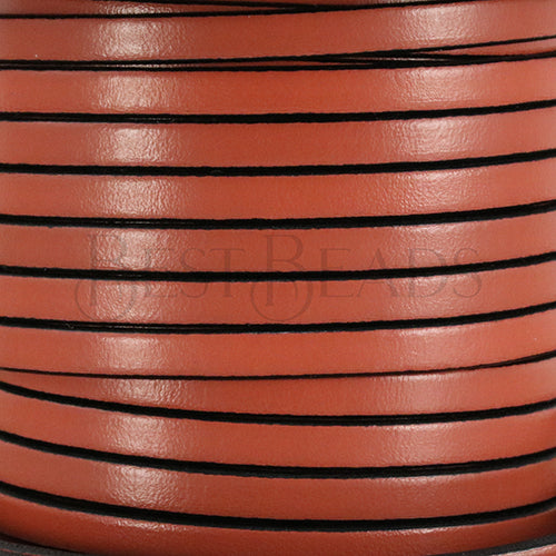 5mm flat leather PASTEL CORAL - meter