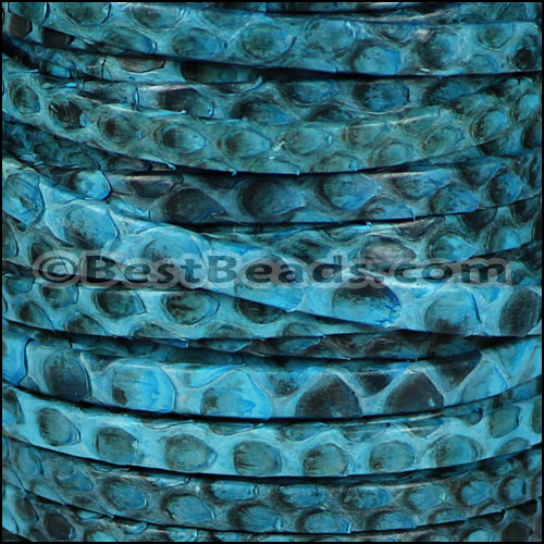 5mm flat PYTHON leather TURQUOISE - meter
