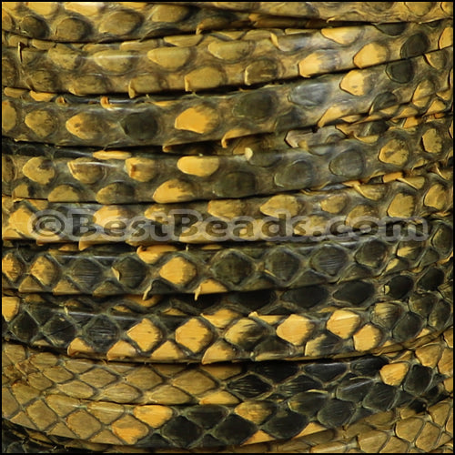 5mm flat PYTHON leather YELLOW - meter