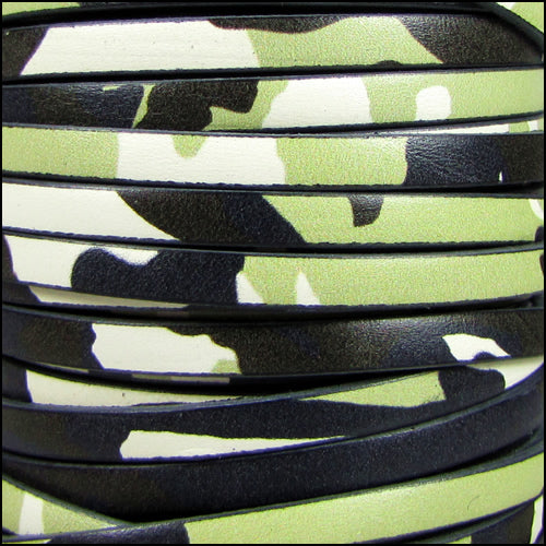 5mm flat ITALIAN PRINTED leather NAVY CAMO - meter