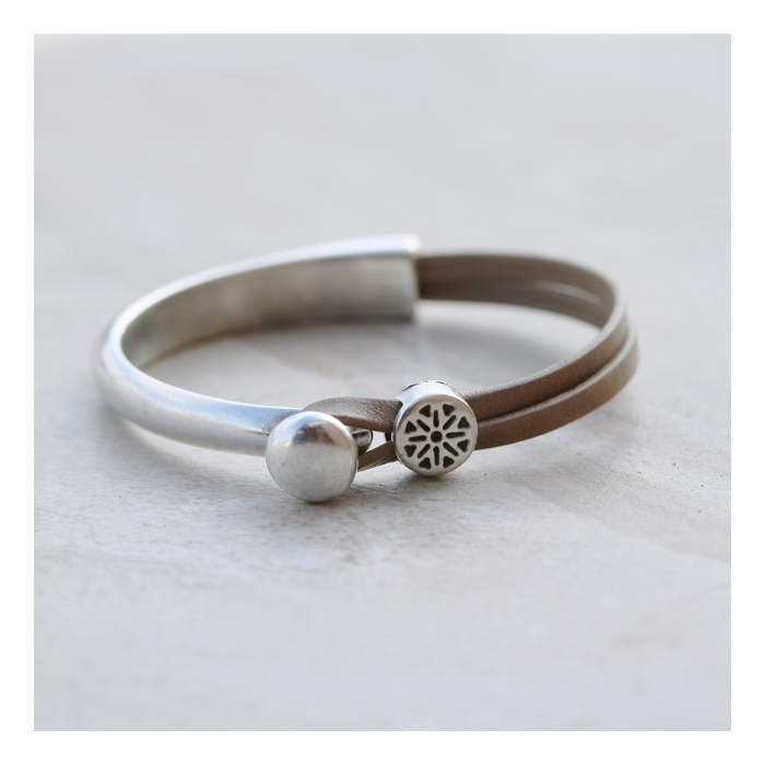 3mm flat CUFF DISC clasp ANT SILVER - 5 clasps