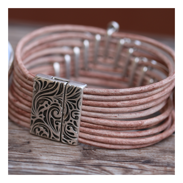 20mm clasp with 2mm weathered Indian Cord - Ivory