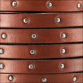 10mm flat STUDDED leather METALLIC ANT. COPPER - meter