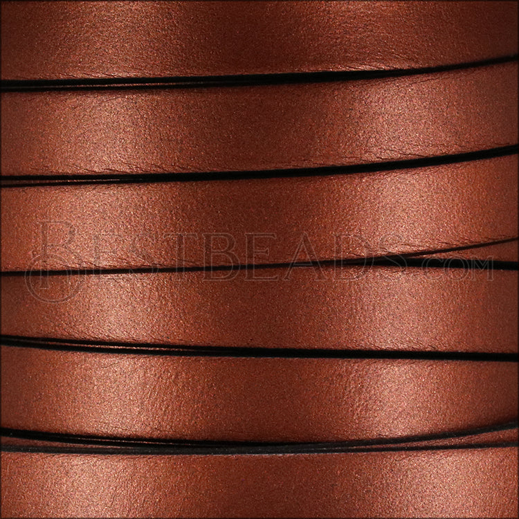 10mm flat leather METALLIC ANT. COPPER - meter