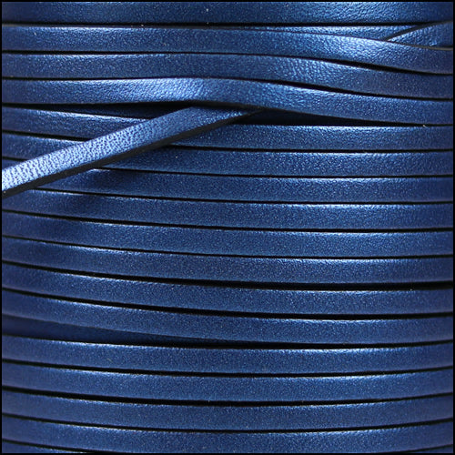 3mm flat leather METALLIC DENIM - meter