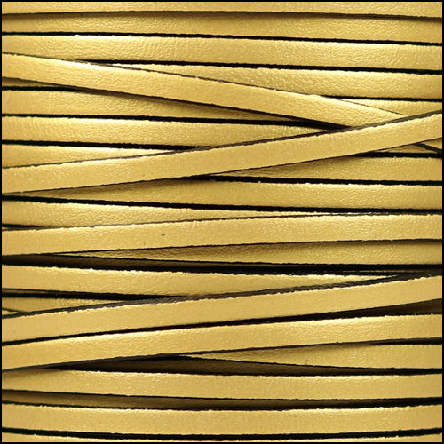 3mm flat leather METALLIC GOLD - meter