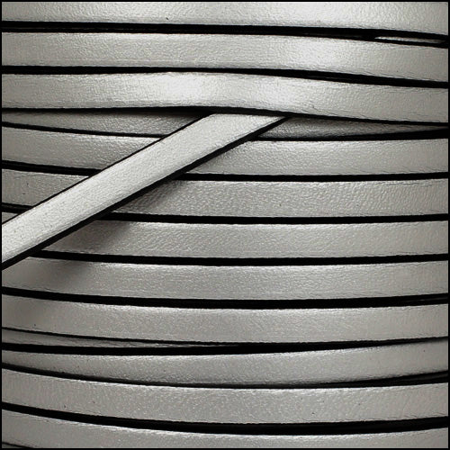 5mm flat leather METALLIC ANT. SILVER - meter