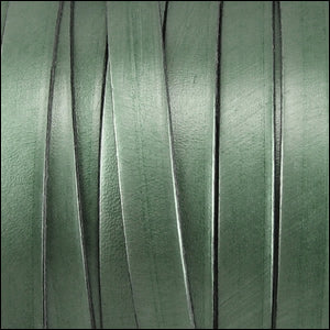 10mm flat leather METALLIC FERN GREEN - meter
