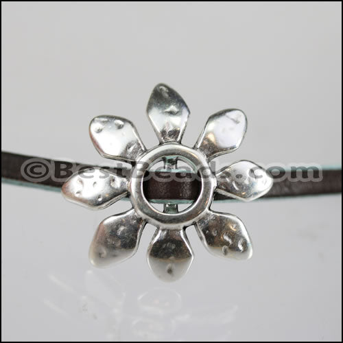 5mm flat PETAL POWER slider ANT SILVER - 5 pcs
