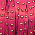 10mm flat STUDDED leather FUSCHIA - 1 meter