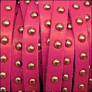 10mm flat STUDDED leather FUSCHIA - 1 meter