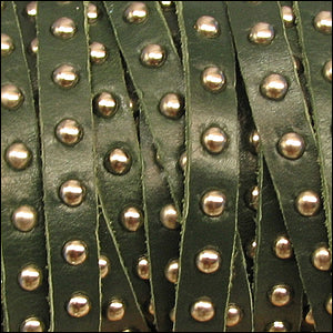 10mm flat STUDDED leather FOREST GREEN - 1 meter