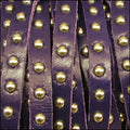10mm flat STUDDED leather PURPLE - 1 meter