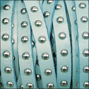 10mm flat STUDDED leather PALE TEAL - 1 meter