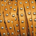 10mm flat STUDDED leather TAN - 1 meter