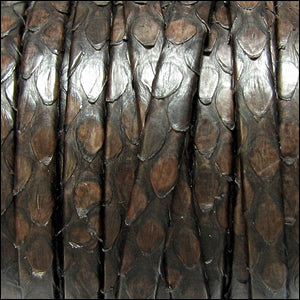 5mm flat PYTHON leather DARK BROWN - meter
