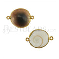 Shell GEMSTONE Connector Charm GOLD - 2 pcs