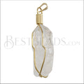 Wire-Wrapped GEMSTONE Pendant GOLD - CLEAR QUARTZ - 1 pc