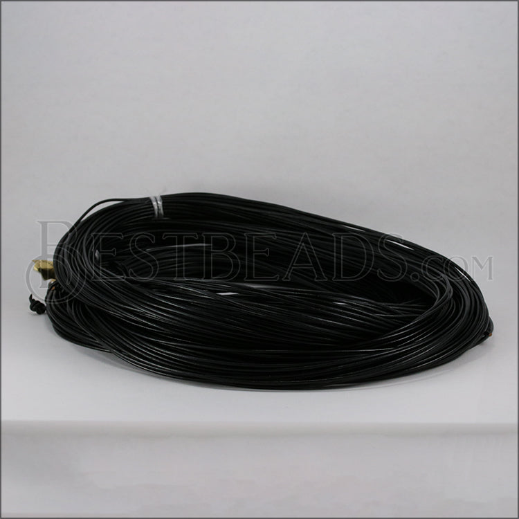 1.5mm round Greek leather BLACK - 50m COIL