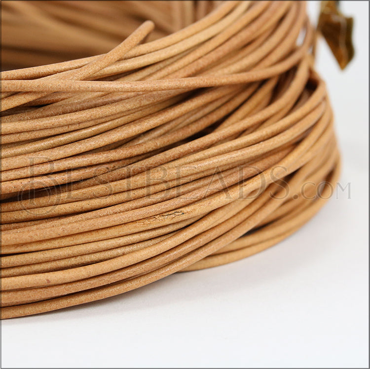 1.5mm round Greek leather NATURAL - 50m COIL