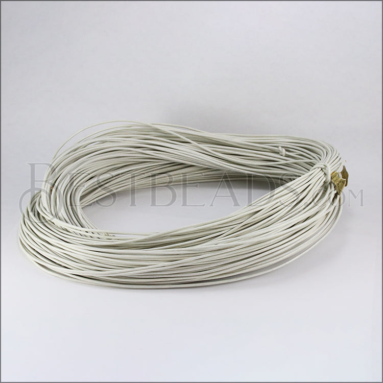 2mm round Greek leather WHITE - 50m COIL