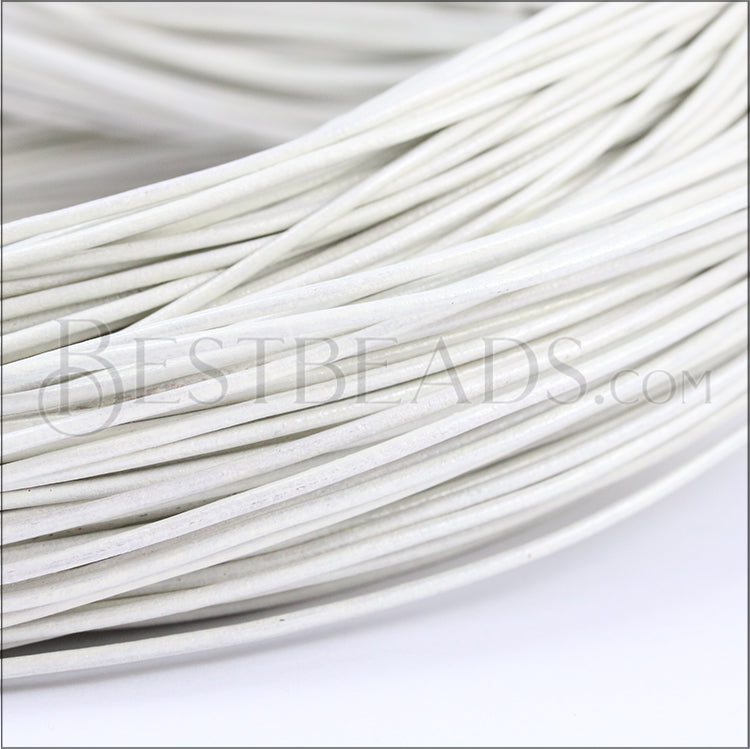 1.5mm round Greek leather WHITE - 50m COIL