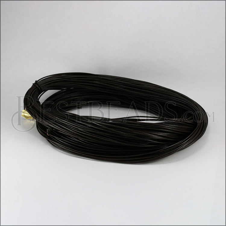 1.5mm round Greek leather DARK BROWN - 50m COIL