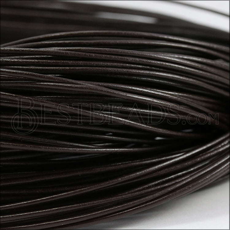 2mm round Greek leather DARK BROWN - 50m COIL