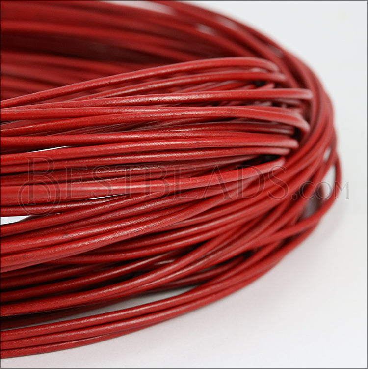 2mm round Greek leather RED - 50m COIL