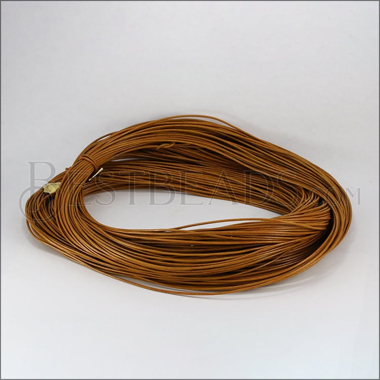 1.5mm round Greek leather TAN - 50m COIL