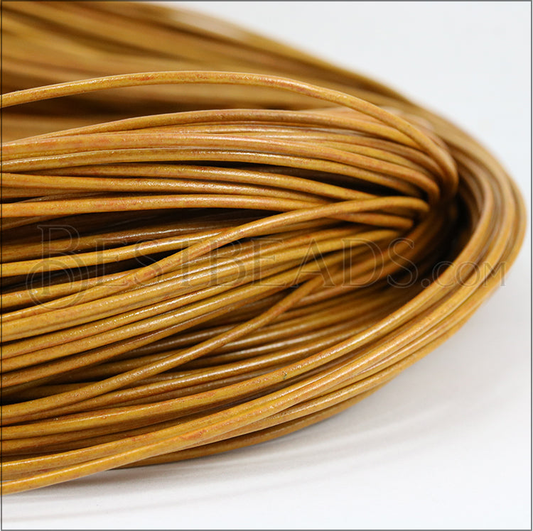 1.5mm round Greek leather TAN - 50m COIL
