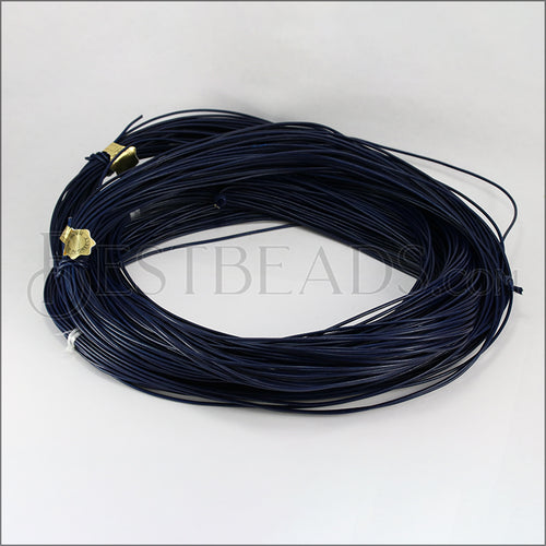 1.5mm round Greek leather DARK NAVY - 50m COIL