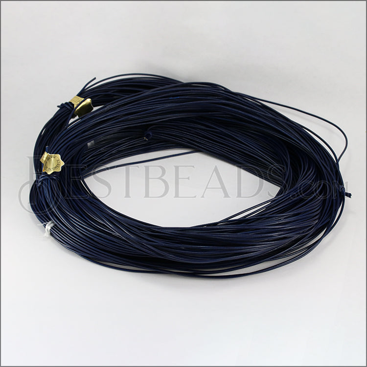 2mm round Greek leather DARK NAVY - 50m COIL