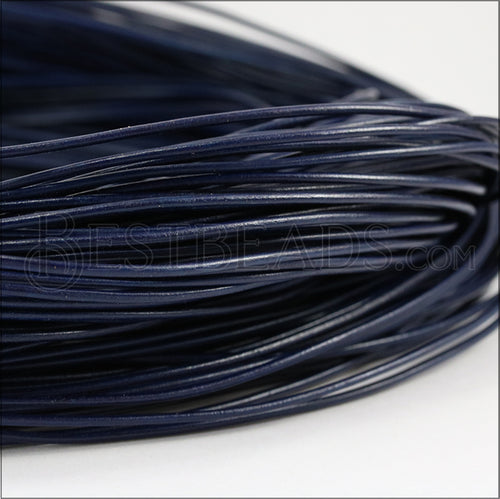 1.5mm round Greek leather DARK NAVY - 50m COIL
