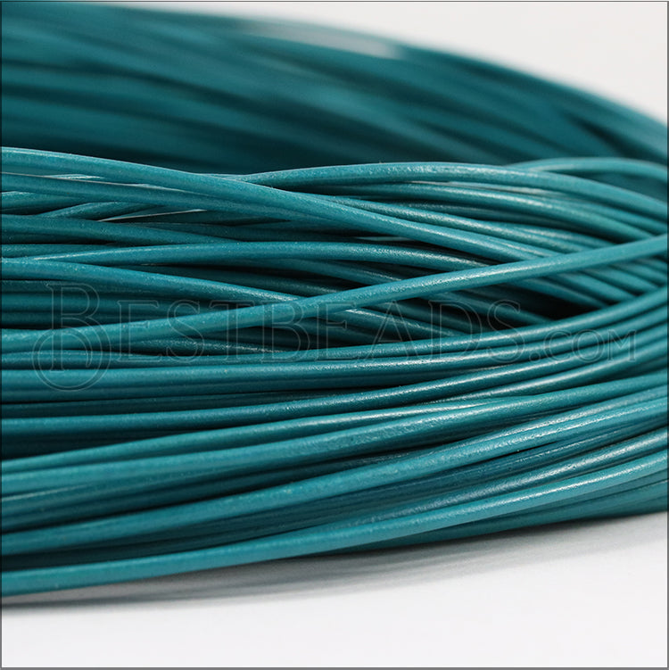 2mm round Greek leather TEAL - 50m COIL
