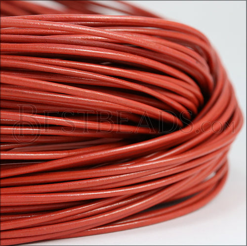 1.5mm round Greek leather CORAL - 50m COIL