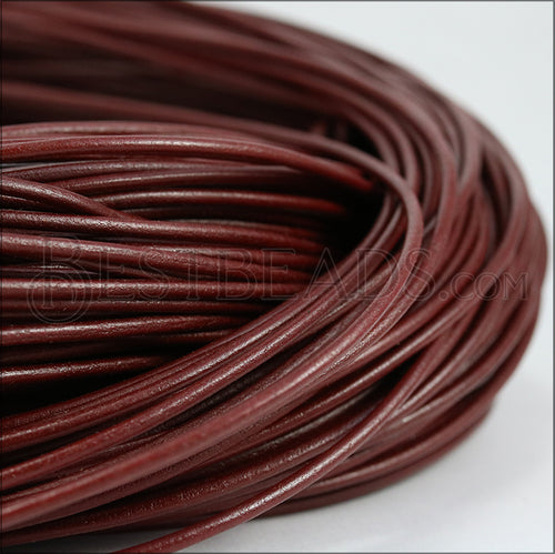 1.5mm round Greek leather BURGUNDY - 50m COIL