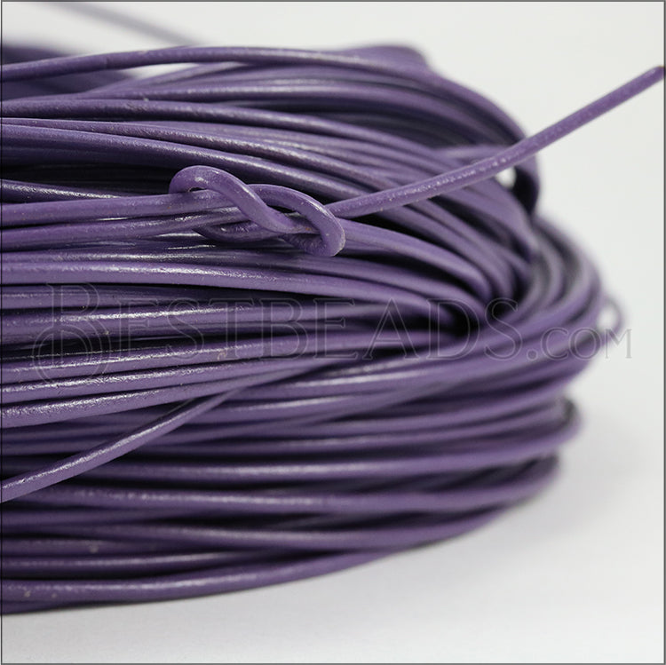 2mm round Greek leather PURPLE - 50m COIL