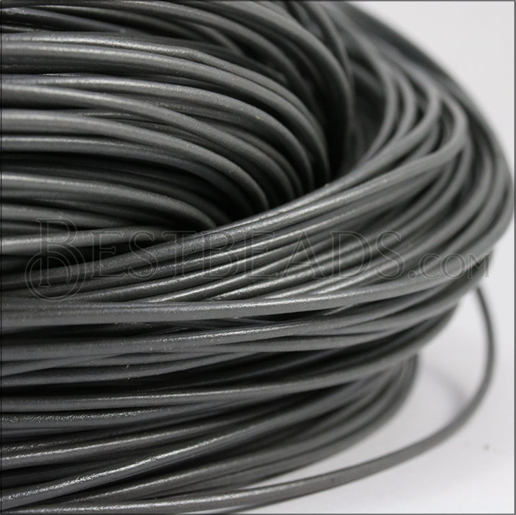 1.5mm round Greek leather GREY - 50m COIL
