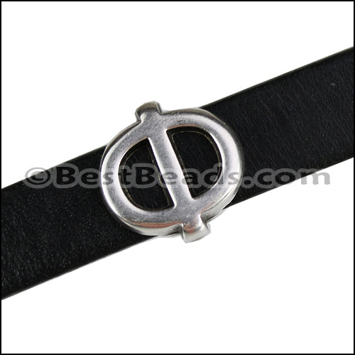 10mm flat GREEK PHI spacer ANT. SILVER - 10 pcs