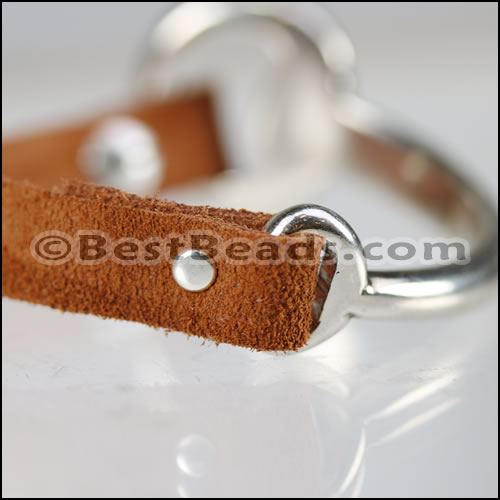 10mm flat HALF BRACELET STIRRUP clasp ANTIQUE SILVER - piece