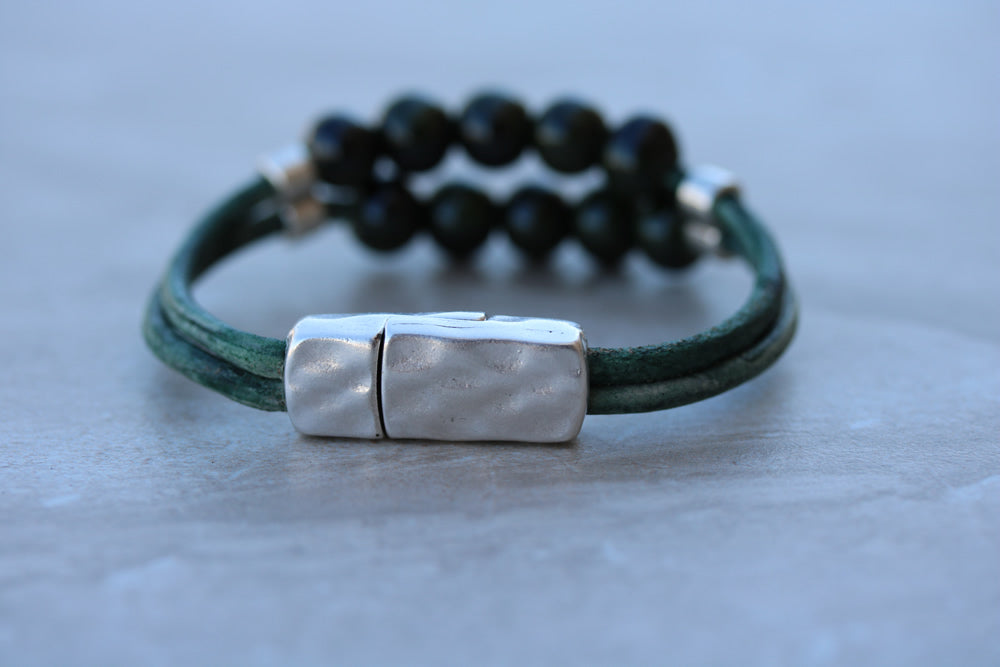 6mm flat HAMMERED magnetic clasp ANT SILVER - 10 clasps